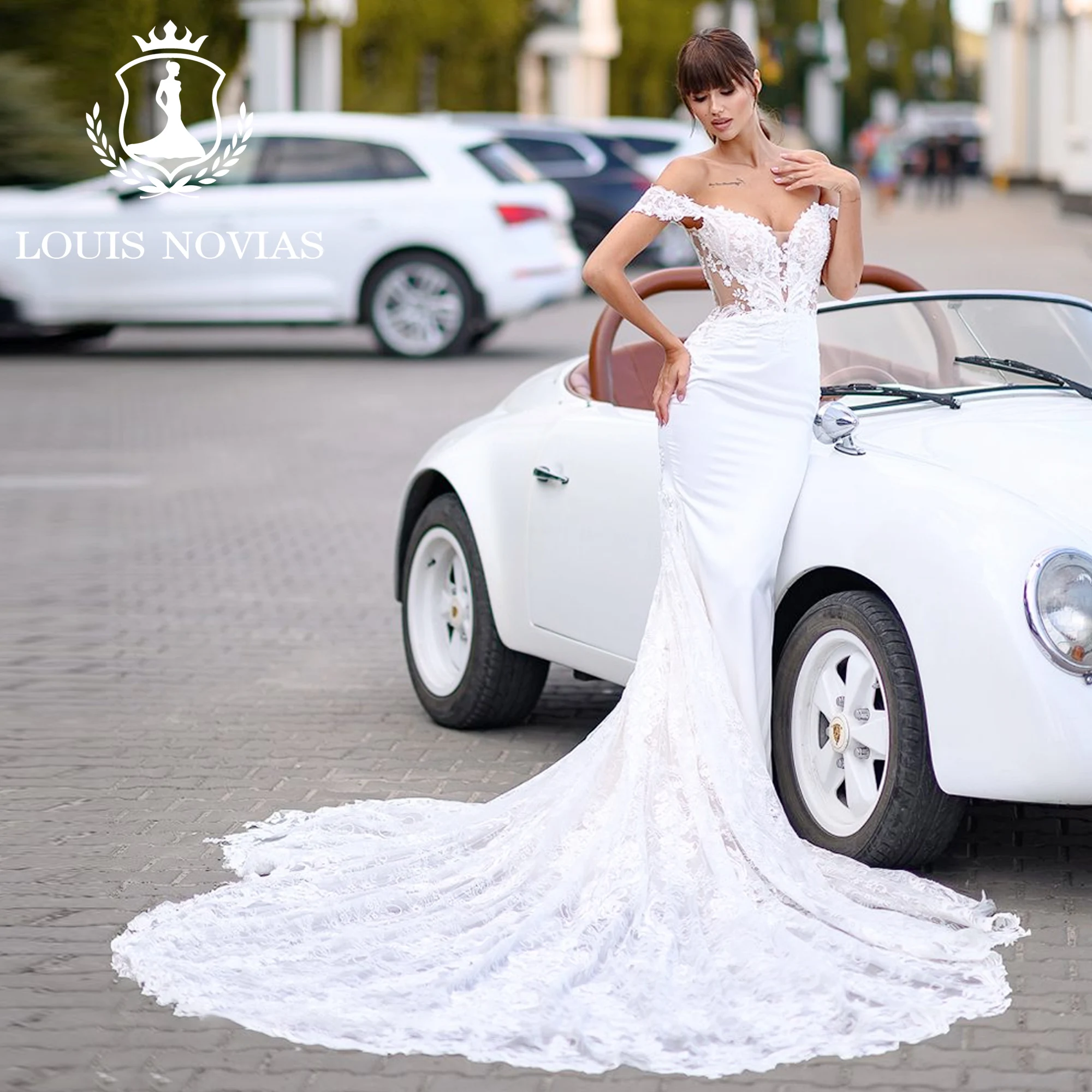 

Свадебное платье с юбкой-годе LOUIS NOVIAS, очаровательное атласное платье с вышивкой сердечком и Королевским шлейфом, женское платье невесты