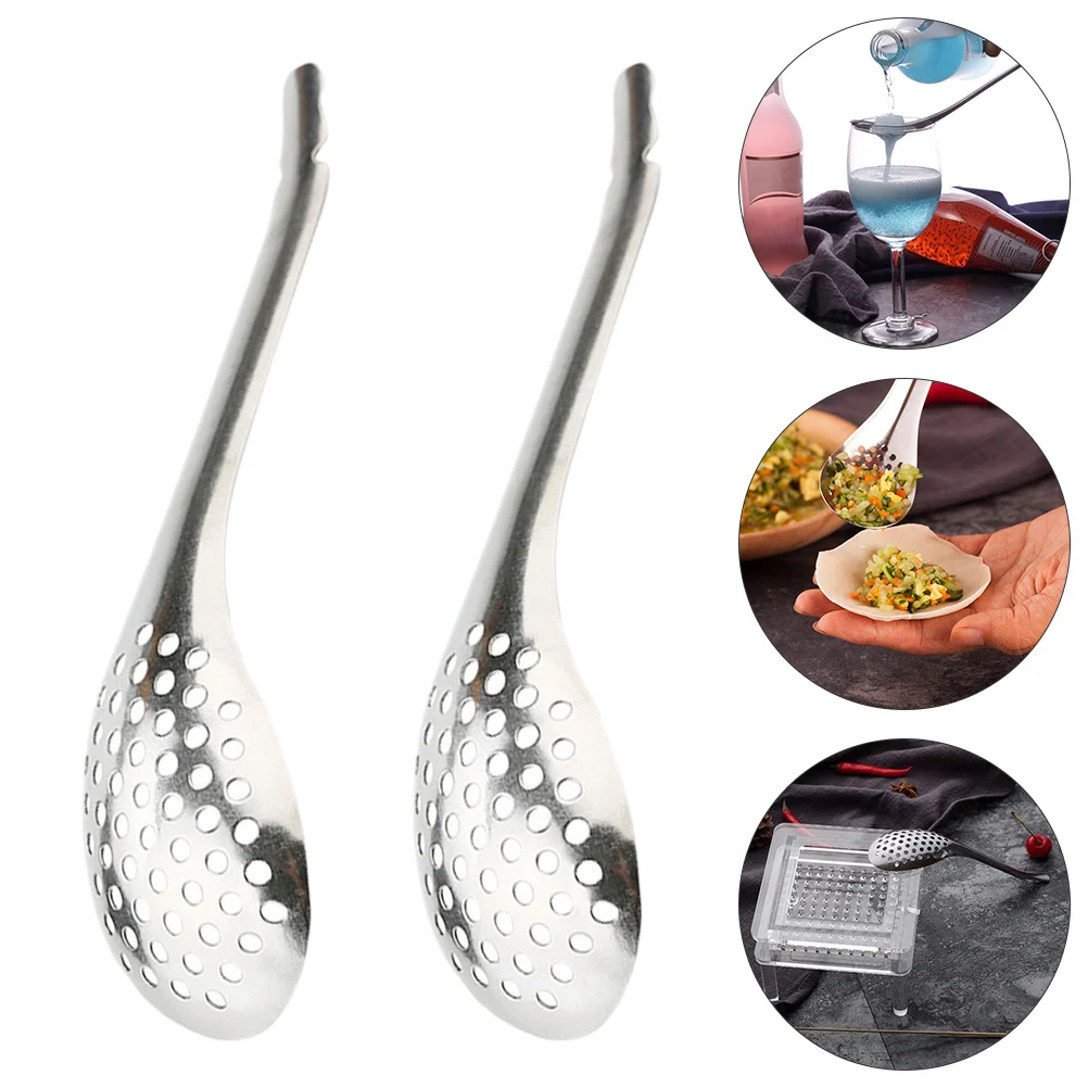

Restaurant Stainless Steel Store Caviar Slotted Spoons Practical Small Cooking Gadgets Colander for Cooking (Silver)