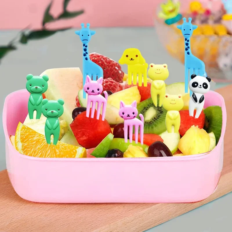 Animal Fruit Fork Set Cartoon Food Picks Snack Cake Dessert Food Stick Toothpick For Kids Bento Box Accessories Child Tableware fruit fork,food picks,food toothpicks