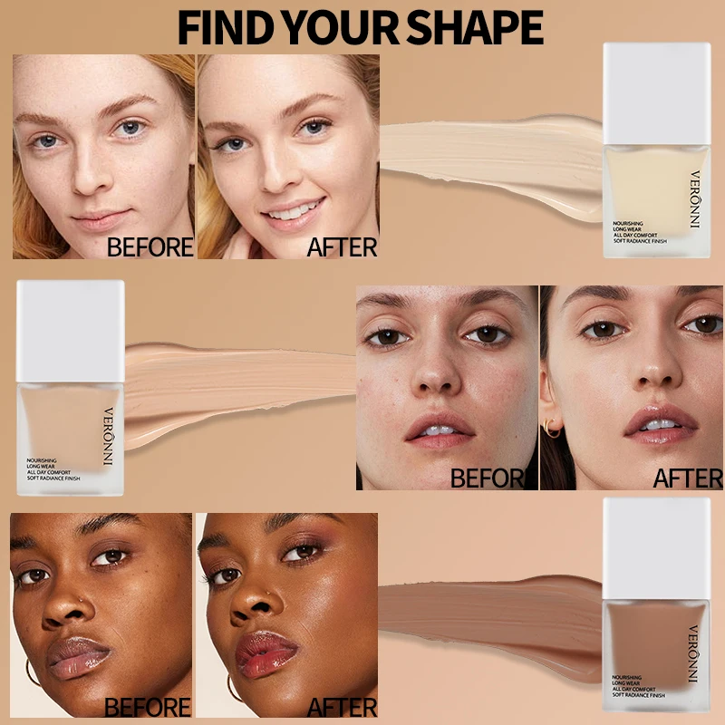 6 colors Concealer Foundation makeup products Liquid Oil-control Cover Dark Skin Care Makeup foundation Face Makeup Cosmetics 3