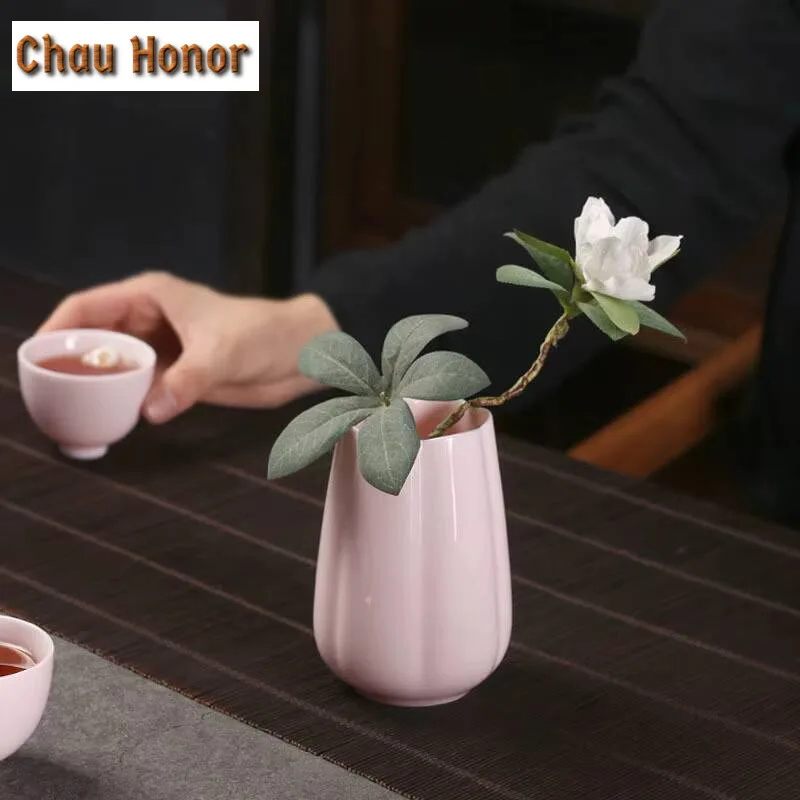 Jade Mud Cherry Powder chinese Ceramics Solid Wood Tea Ceremony Six Gentlemen Suit Pure Copper Kung Fu Tea Set Accessories Gift