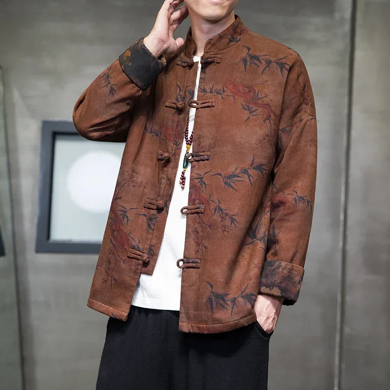 Chinese Style Jacket Men Spring and Autumn Men Ancient Style Printing Youth Zhongshan New Chinese Tang Suit Coats Coat