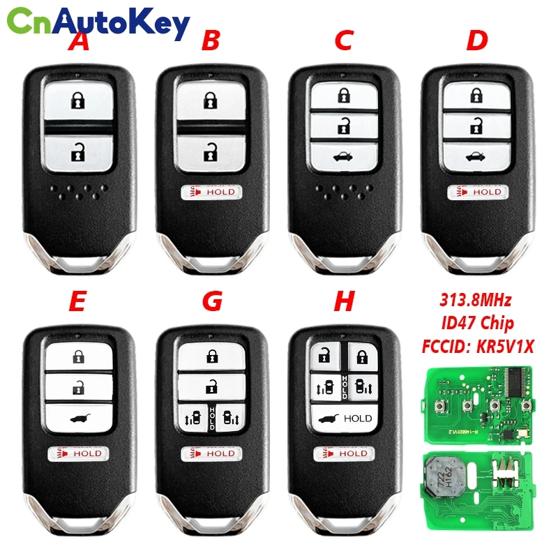 

CN003159 2/3/4/5 Btn for Honda Ohyssey Crosstour Fit HR-V City Crider Jazz Smart Remote Key Fob 313.8MHz ID47Chip FCCID: KR5V1X