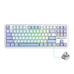 Enhanced Wireless RGB Mechanical Keyboard with PBT Gasket and Silent Typing Experience - Gray shaft (Sea salt blue)