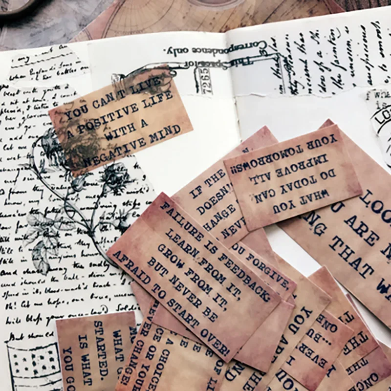 17Pcs Tim Holtz Style Inspirational Phrase Stickers Vintage Junk Journal Ephemera Aesthetic Stickers Album Scrapbooking Material decorative stickers self adhesive stickers stationery stickers paper stickers adhesive stickers decorative labels stickers diy scrapbooking accessories