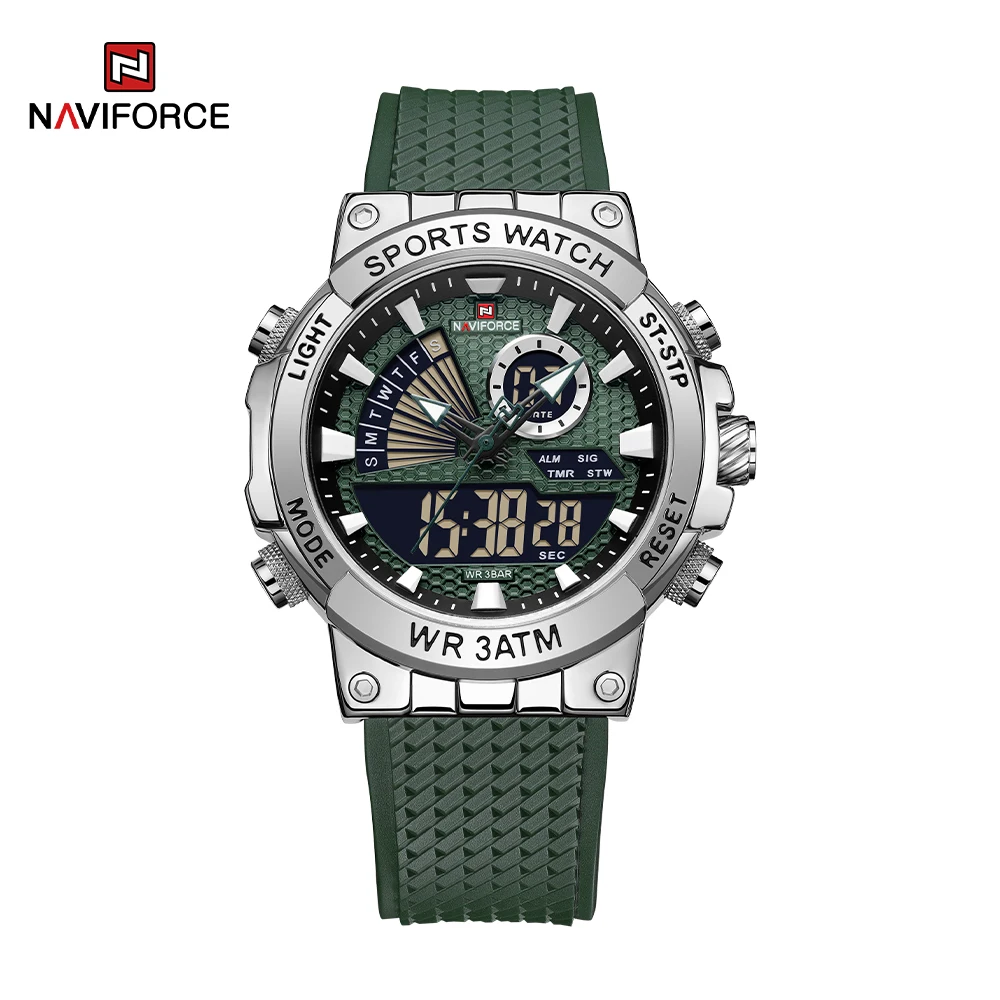 2023 NAVIFORCE Men Luxury Fashion Quartz Watch LCD Dual Time  3 ATM Waterproof Sport Chronograph WristWatch Relogio Masculino