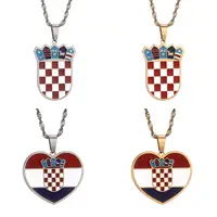 Stainless Steel Croatia Flag Pendant Necklace for Women Men Croatian National Symbol Jewelry 1