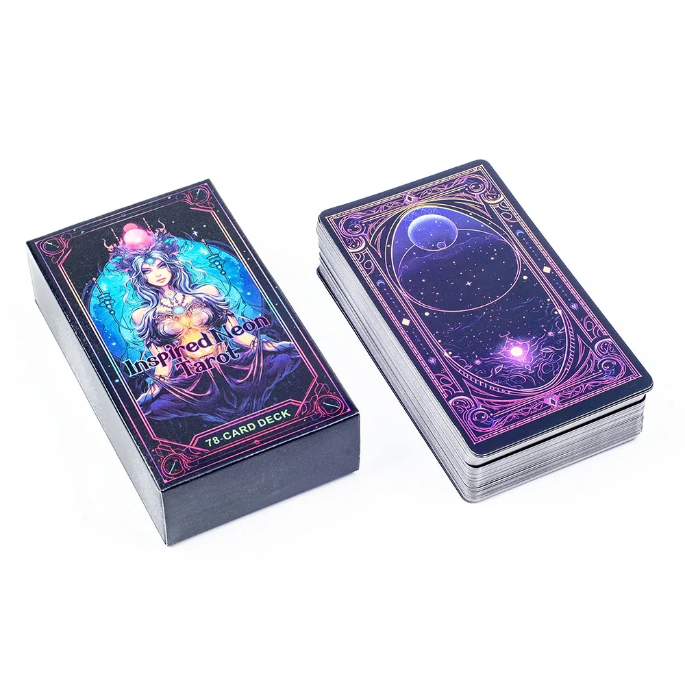 Inspired Neon Tarot Deck 78 Karten Englische Visions Divination Edition 10,3 x 6 cm Brett zum Spielen und für Wahrsagereien