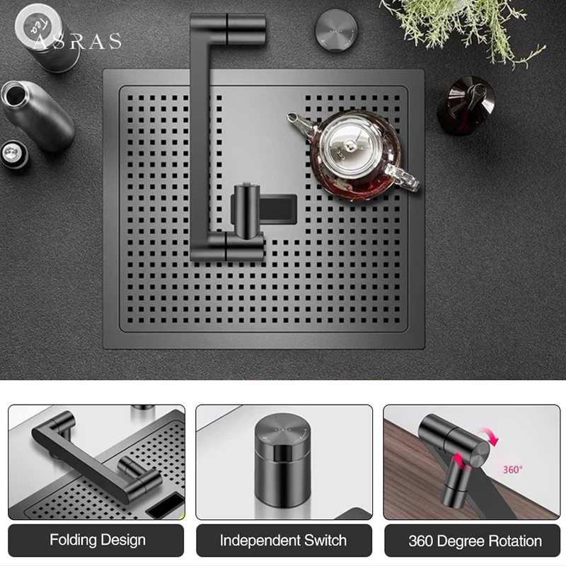 ASRAS Nanometer Mini Single Hidden Cover Sink Small Size Bar Counter Island Handmade 4mm Panel 304 Stainless Steel Sinks