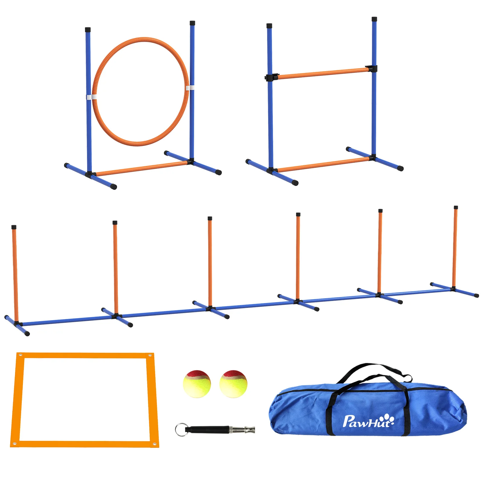 

4 Pieces Dog Agility Training Equipment, Dog Obstacle Course Starter Kit, Pet Outdoor Games with Weave Poles
