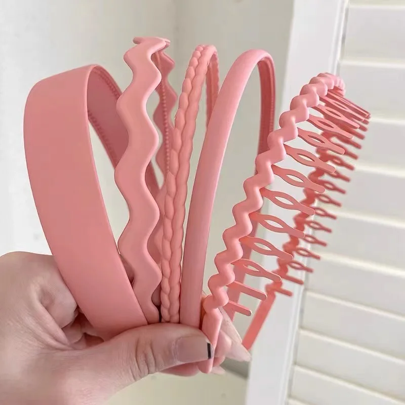 5PCS Frauen Matte Haarband Mädchen Stirnband Kinder Haarband Candy Solide Kunststoff Bold Haarbänder Geschenke Kinder Mädchen Haar Zubehör – Detail 6