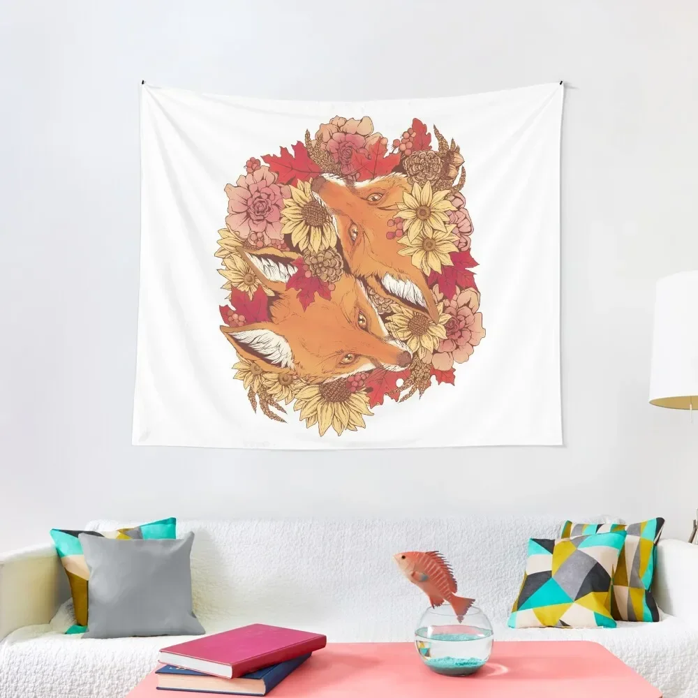 

Autumn Fox Bloom Tapestry Art Mural Home Decor Aesthetic Tapestry