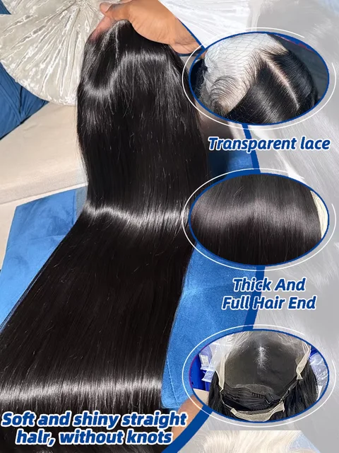 40 Inch Bone Straight Lace Frontal Wigs Human Hair Brazilian 13x4 13x6 Straight HD Lace Front Wigs Wear & Go 5x5 Glueless Wigs 5