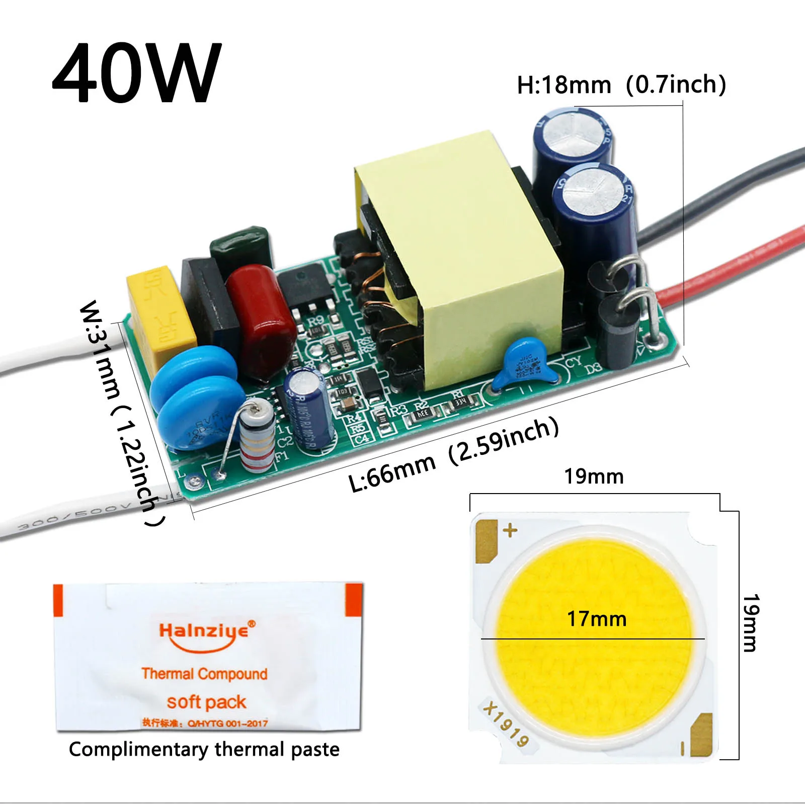 Description Picture 5 of itemHigh Brightness 10W 20W 30W 40W 50W Bridgelux Chips LED Bulb + AiSHi 10000h LED Driver Kit For Track Light Spot Light DIY