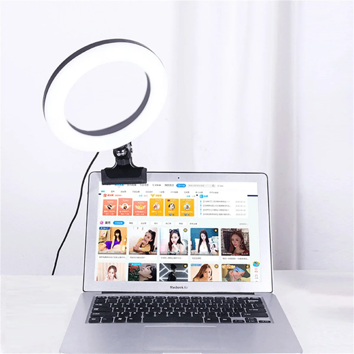 Video Conference Lighting Kit 6Inch Ring Light Clip on Laptop Monitor 3 Color Webcam Light Remote Working Self Broadcasting video conference lighting kit