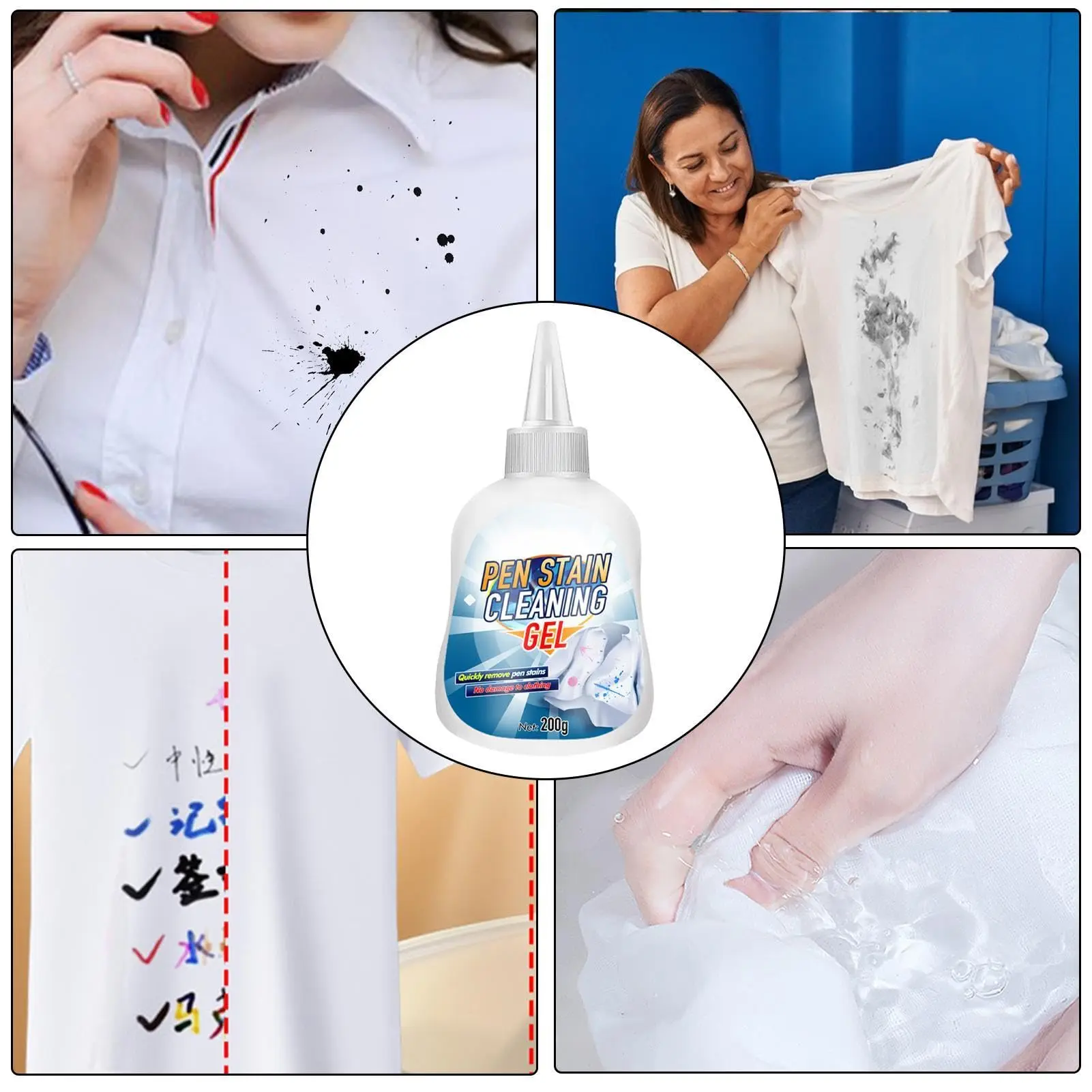 Stain Remover for Clothes - Efficient Cleaning of Stain Remover for Pen Ink Permanent Ink Remover Gentle Paint Remover