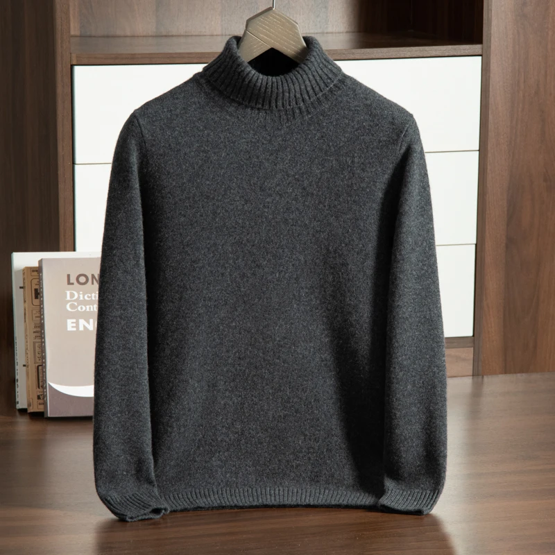 MVLYFLRT Autumn Winter New Men's Thickened High Collar 100% Cashmere Knitted Pullover Sweater Solid Color 932 2