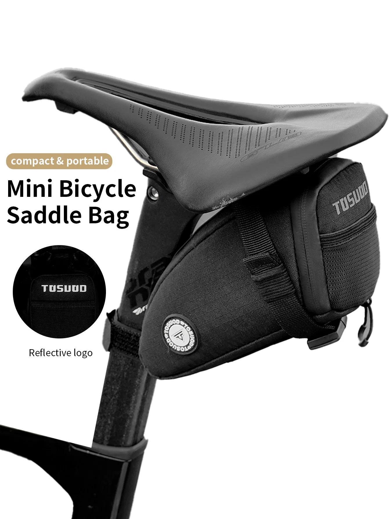 TOSUOD Fahrrad-Satteltasche, 1,2 l, wasserdicht, großes Fassungsvermögen, Reißverschluss, verschleißfest, Hecktasche, MTB, Rennrad, Outdoor, Radfahren, Zubehör – Detail 6