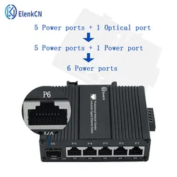 5+1optical to power switches SFP industrial 4KV lightning protection 1000M RJ45 10/100/1000BASET Internet poe extend DC 9-56V