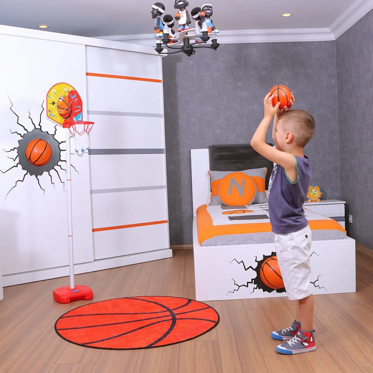 SAFE & STURDY Ogi Mogi Toys EASY HEIGHT ADJUSTMENT Basketball Set Mini Hoop System 5