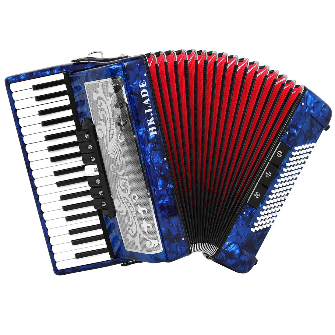 HK · LADE AH-180 Bajan-Akkordeon, blau, 37-Tasten, 96-Bass-Taste, professionelles Bajan-Akkordeon-Tastatur, Instrumenten-Akkordeon – Detail 13