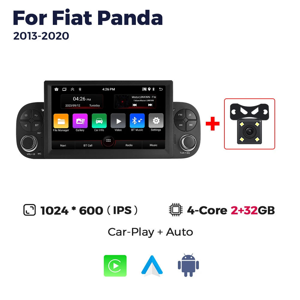 6.2& CARPLAY ANDROID 11 Autoradio mit GPS Navi Hifi RDS Für FIAT PANDA