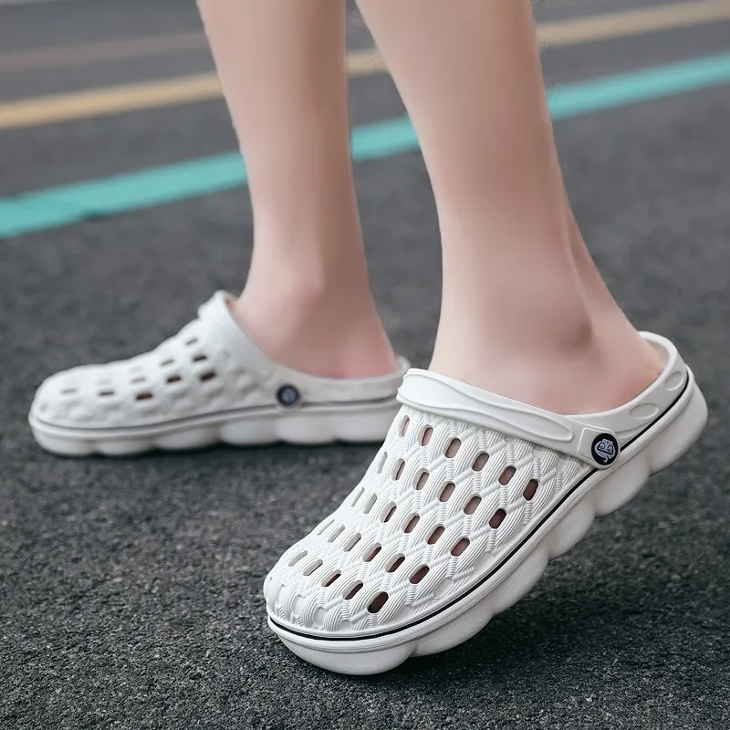 YRZL Slippers Men Comfortable Beach Sandals Men 2024 Summer New Anti Slip Outdoor Hollow Breathable Clogs Sandals for Men