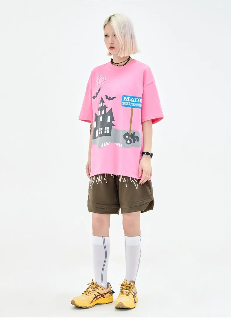 Description Picture 6 of itemLetter Embroidery Basketball Shorts Men Clothing Street Vintage Color Contrast Mens Shorts Loose Sweatpants Men Shorts Pants