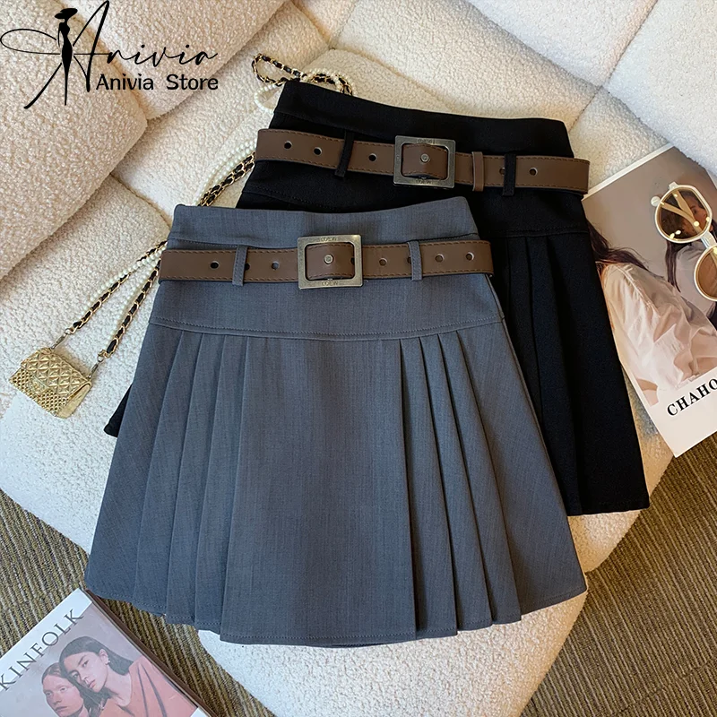 

Женская летняя черная/серая короткая юбка, Элегантная модная женская повседневная трапециевидная мини-юбка в стиле Харадзюку, Y2K, 2024