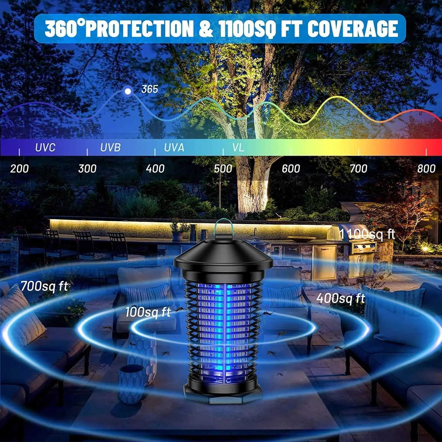 Outdoor Bug Zapper 4000V Indoor Electronic Mosquito Killer Lantern Waterproof Fly Trap Insect Killer_voghion.com