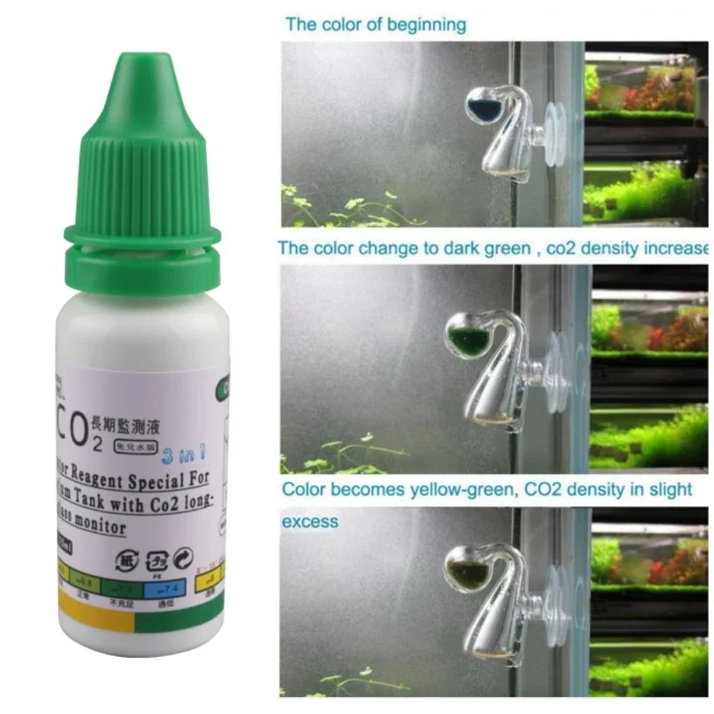 new 15ml Aquarium CO2 Solution Monitor Fluid Glass Carbon Dioxide Checker 5