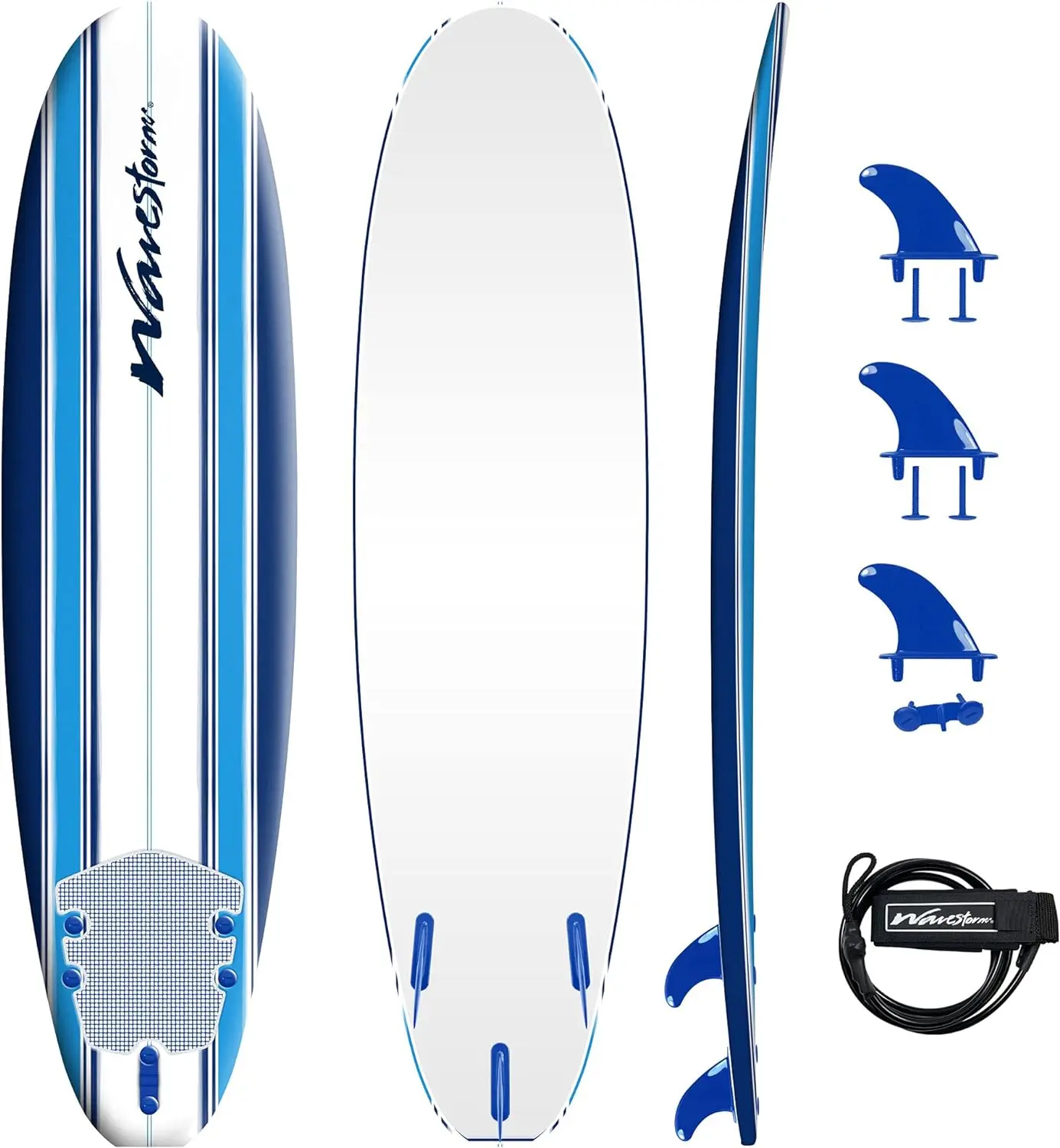 

Wavestorm Classic Soft Top Foam 7' Surfboard for Beginners and All Surfing Levels Complete Set Includes Leash and Multiple F