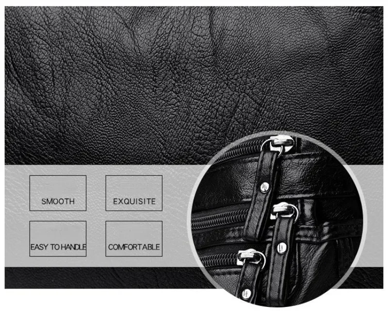 Soft Leather Shoulder Bag - Women's Crossbody Double Layered Large Capacity Tote