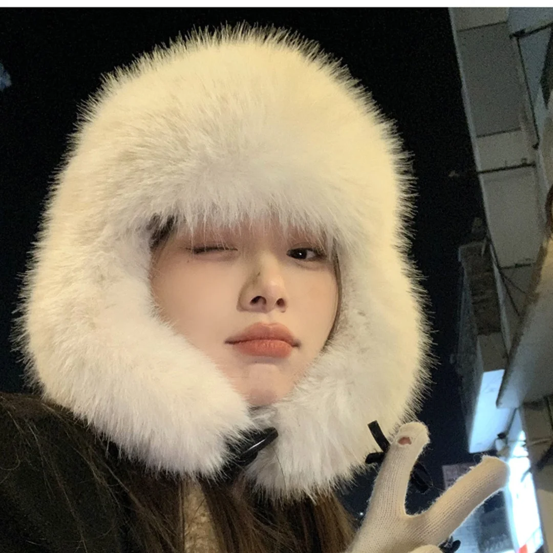 Fur Winter Hat for Women Men Outdoor Keep Warm Earflap Ski