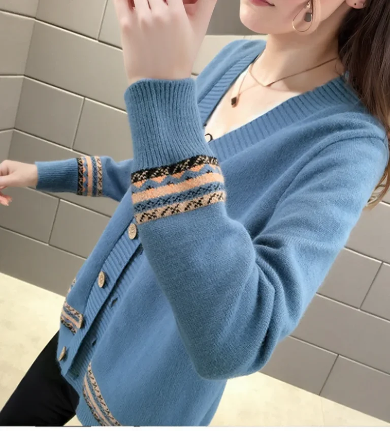 Gilet ample en maille bleue