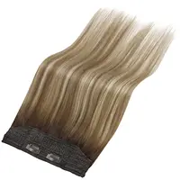 VeSunny ligne de poisson fil d'extension de cheveux humains cheveux naturels une pièce fil Invisible trame de cheveux avec 2 Clips blond doux Remy cheveux 6