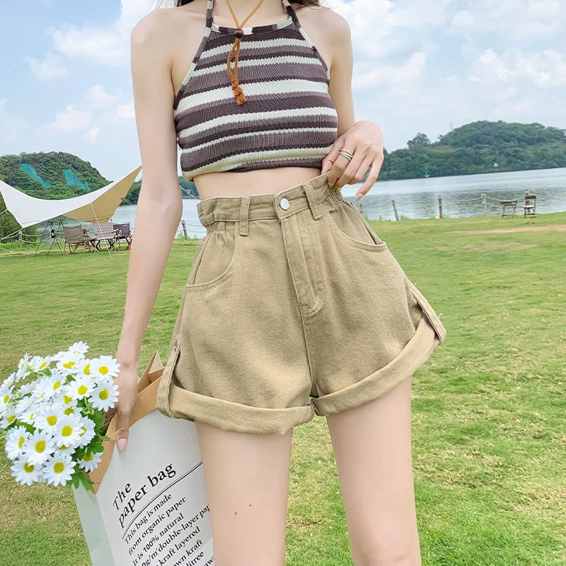 

Summer Women's Harajuku Cute Shorts Y2k For Woman Korean Fashion High Waisted Jeans Thin Ultra Short Denim Shorts Networks Women