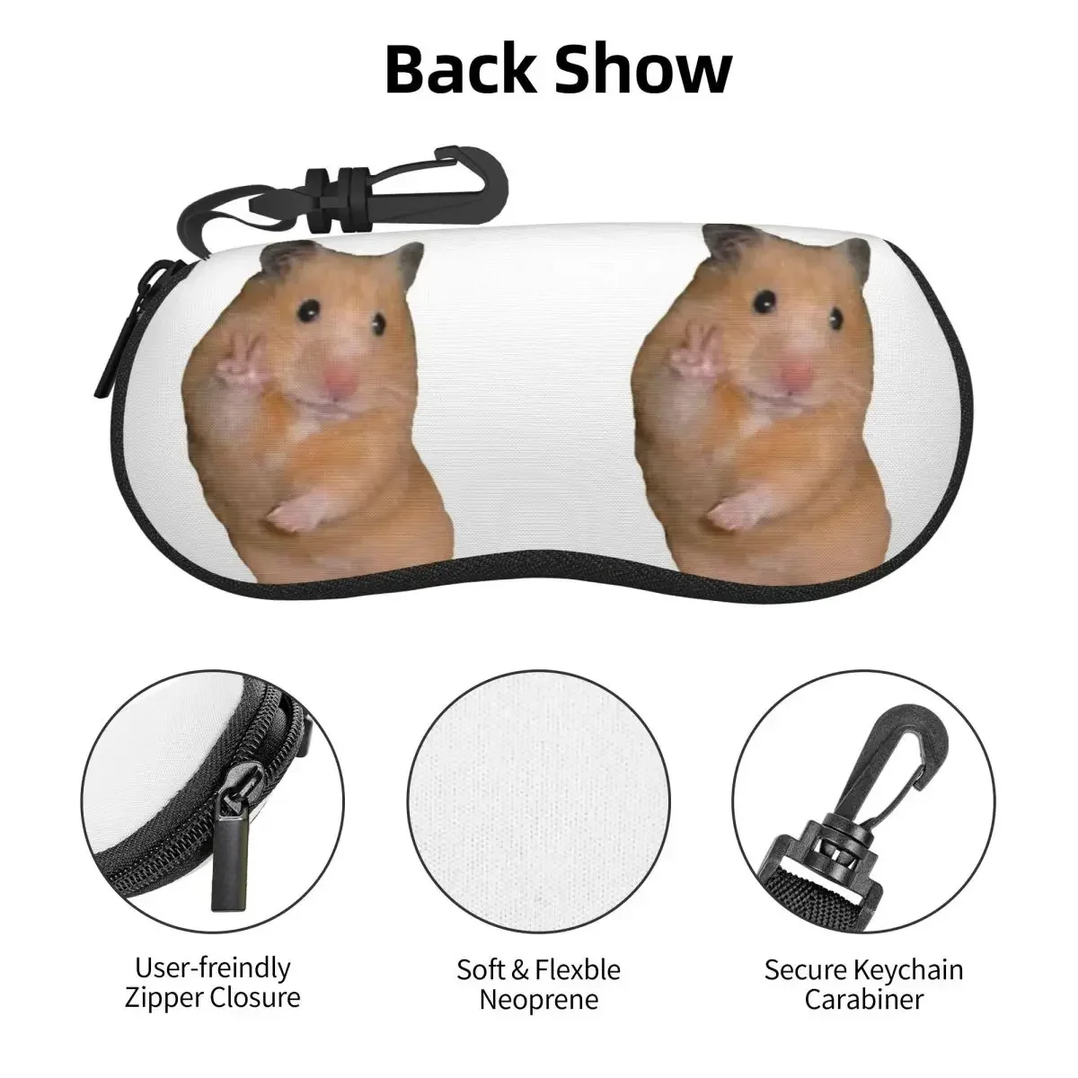 Peace Sign Hamster Shell Glasses Case Portable Sunglasses Box Women Men Soft Eyeglass Bag Pouch