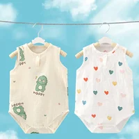 Summer Baby Home Suit Bodysuit Cute Cartoon Bear Rabbit Boys Girls Children Climbing Pajamas Thin Newborn Kids Sleeping Clothes 5