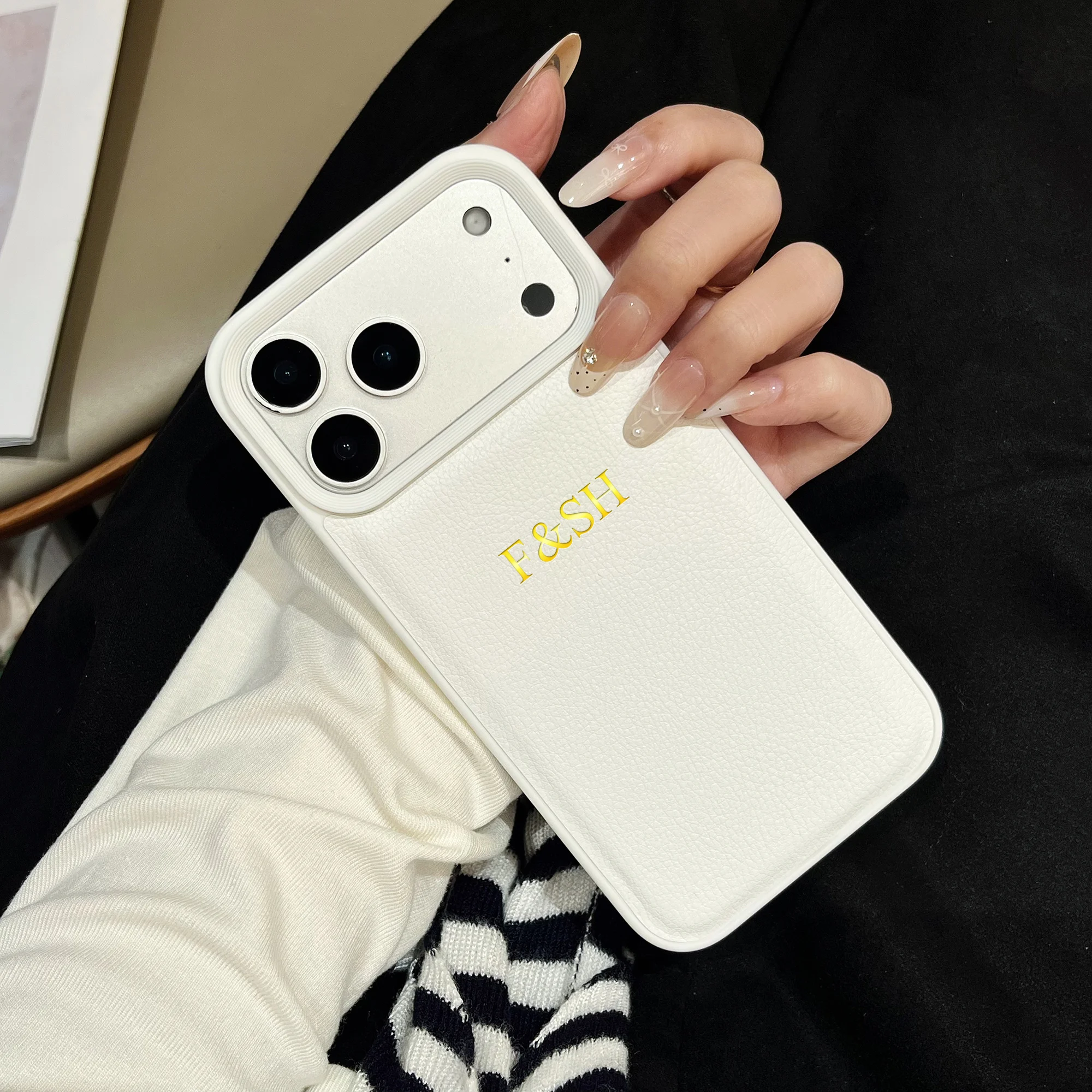 Personalized Custom Name Luxury Faux Leather Case For iPhone 17 thumbnail 2