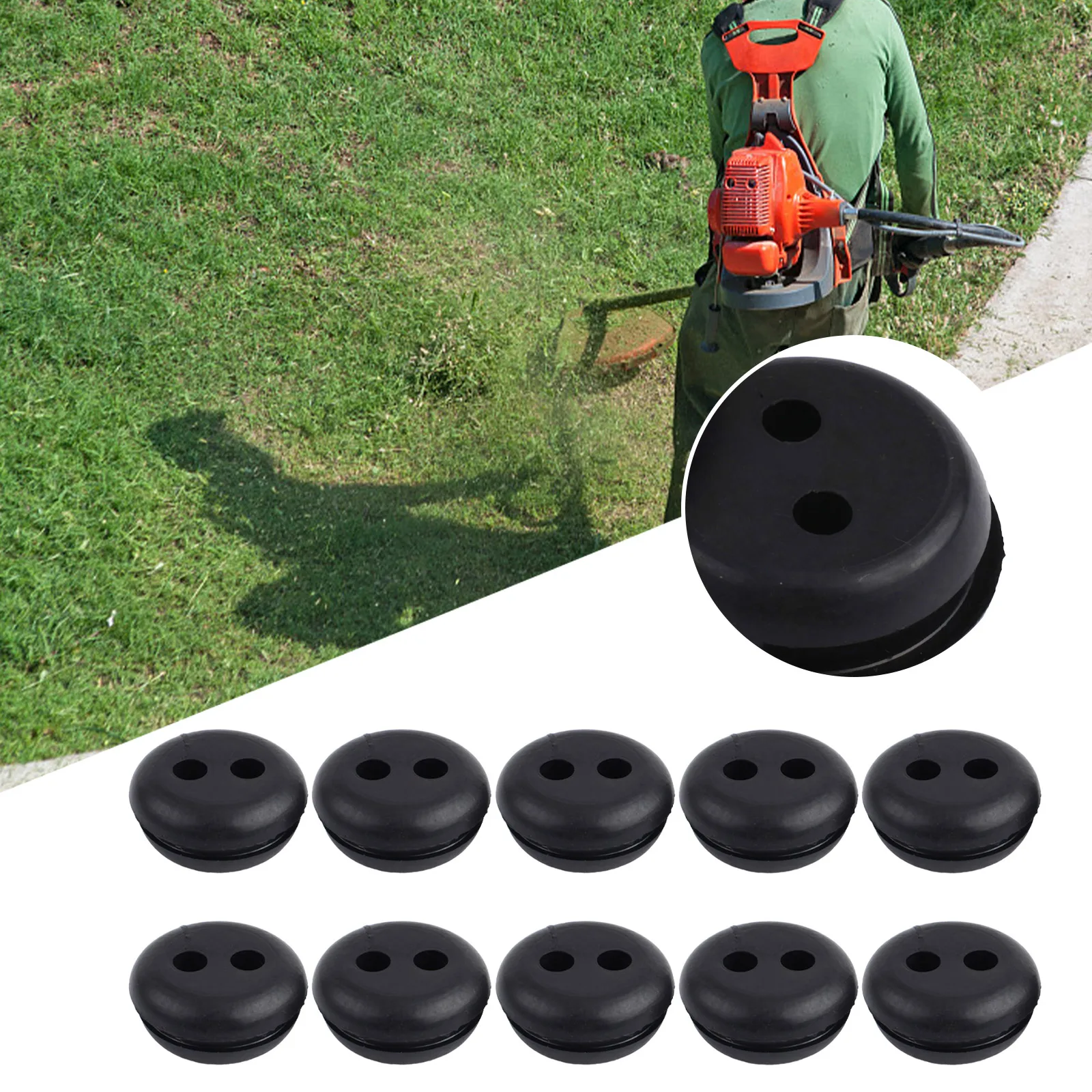 

5pcs 2-Hole Black Rubber Fuel Gas Tank Line Grommet For Home Trimmer Lawn Mower Home Garden Spare Parts Power Tool Accessories