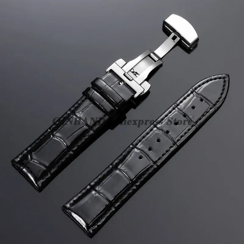 Vintage Genuine Leather Butterfly Clasp Watchband - Premium Replacement Straps
