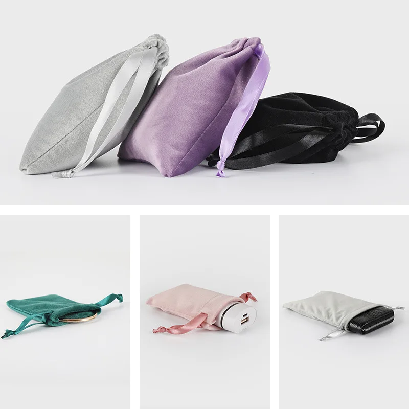 20pcs/lot Soft Silk Drawstring Velvet Bags Christmas Gift Cosmetics Perfume Packaging Bag Big Storage Bag Pouches Custom Logo