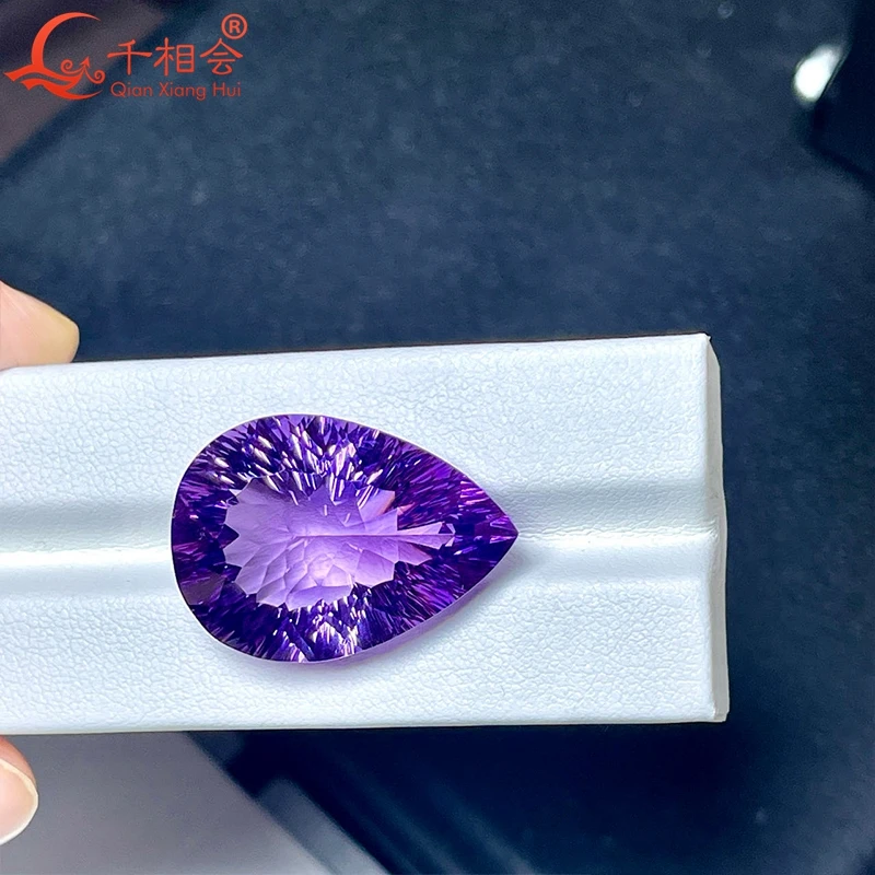 19.8ct pear shape millennium cutting beautiful Natural Amethyst gemstone loose stone for jewelry making with GRC certificated