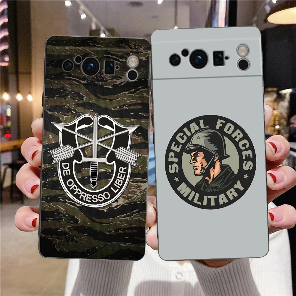 Luxury Black Soft TPU Phone Case with Army Soldier Tactical Insignia Design
