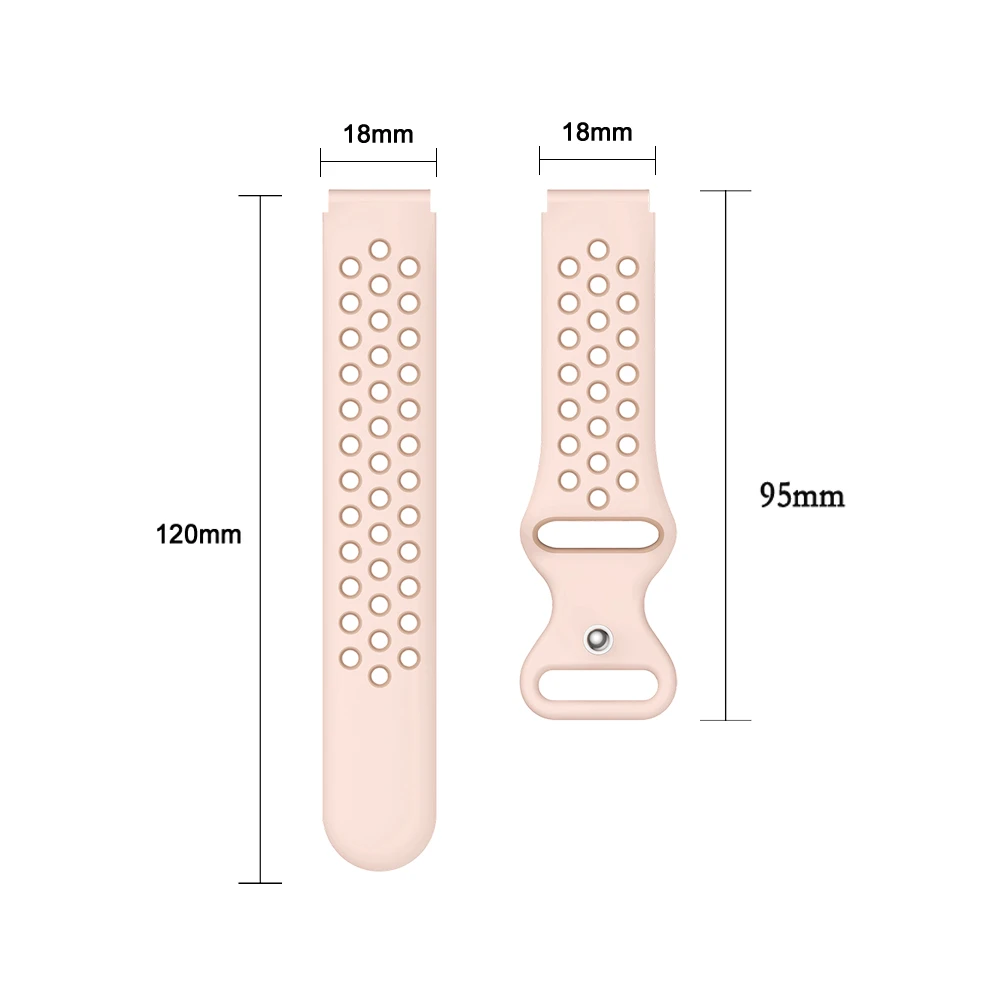 Two-Tone Round Hole Sport Breathable 18mm Band with 8-Shaped Buckle