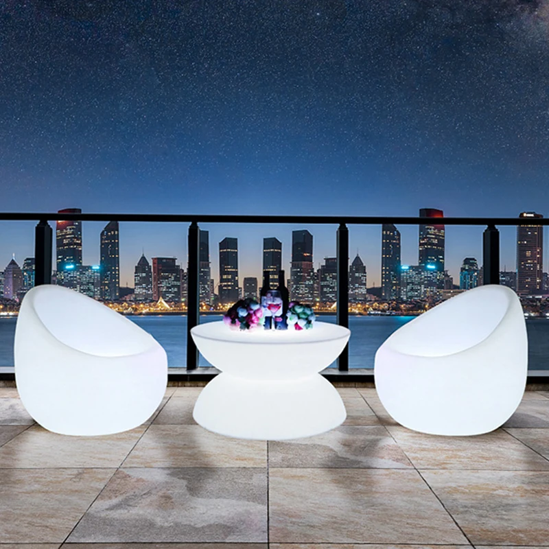 Luminous Round Coffee Table D80*22cm Household Glowing Center Tables Luxury Living Room Side Table Upholstery LED Furniture