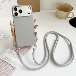 Enhanced Shockproof Crossbody Lanyard Phone Case with Neck Strap and Soft Touch Finish - iPhone 17 Pro (Grey)
