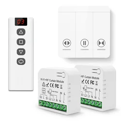 WiFi & RF Smart Curtain Switch with Wall Panel Control - Voice-Enabled Automation for Curtains, Blinds, and Garage Doors (2-CS 1-R 1-S)