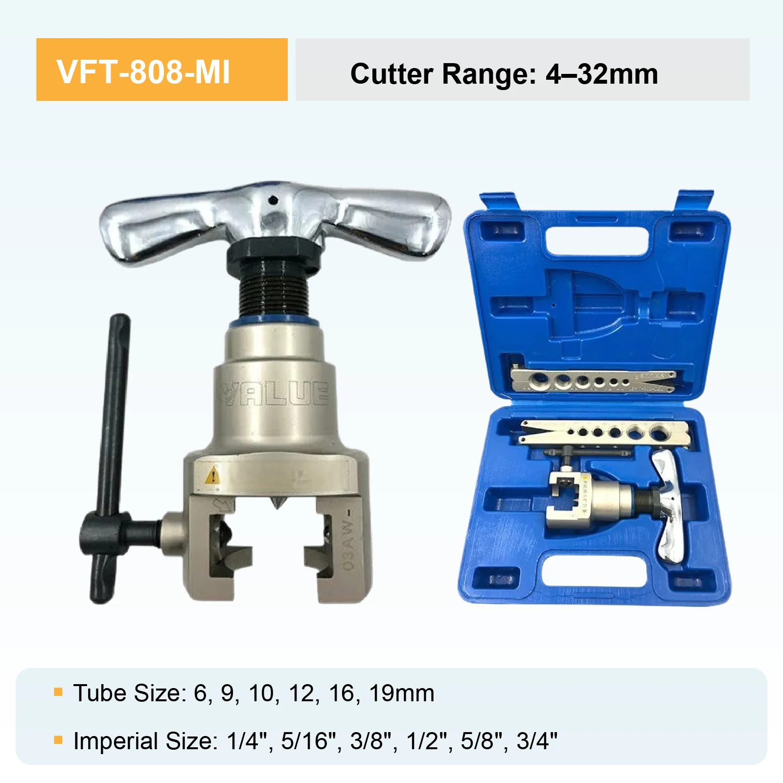 ערכת מרחיב לצינור נחושת VFT-808-MIS 4-32 מ"מ כלי הרחבה אקסצנטרי למיזוג וקירור HVAC